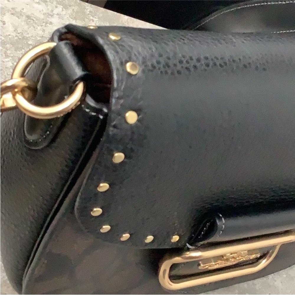 Coach CE567 Morgan Saddle Bag In Colorblock Brown & Black Gold Rivets - NWOT - Picture 13 of 14